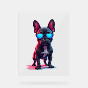 French Bulldog SciFi Wearing Cool Sunglasses Acrylic Sign