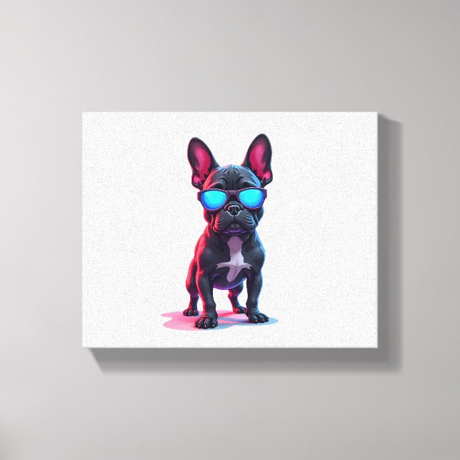 French Bulldog SciFi Wearing Cool Sunglasses Canvas Print (Front)