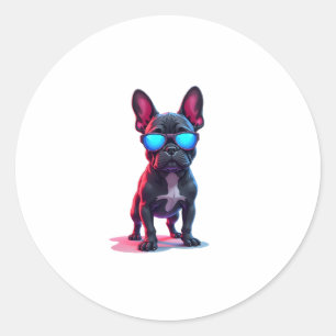 French Bulldog SciFi Wearing Cool Sunglasses Classic Round Sticker