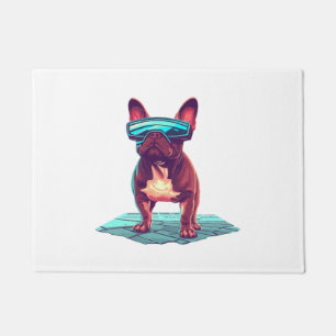 French Bulldog SciFi Wearing Cool Sunglasses Doormat