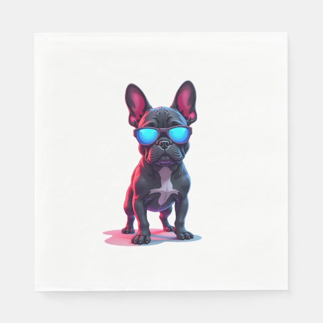 French Bulldog SciFi Wearing Cool Sunglasses Napkin (Front)