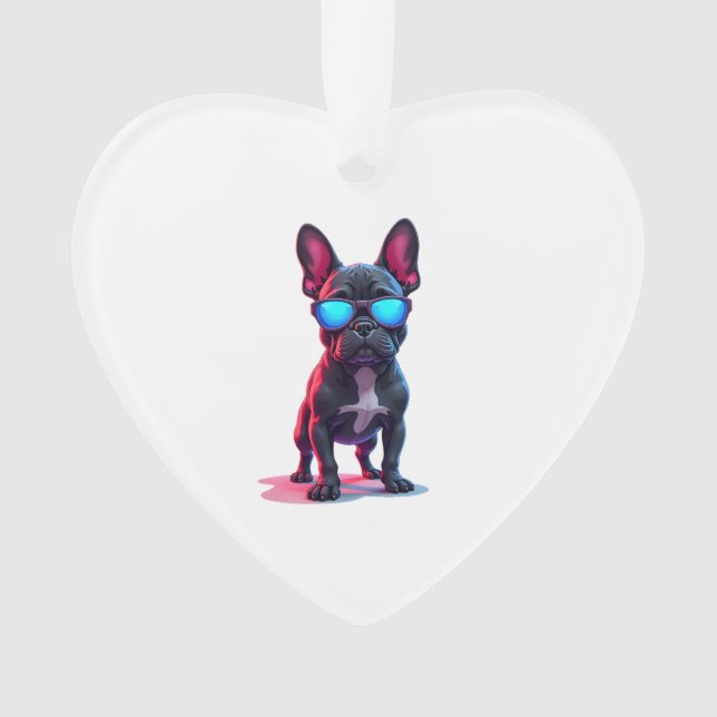 French Bulldog SciFi Wearing Cool Sunglasses Ornament (Front)