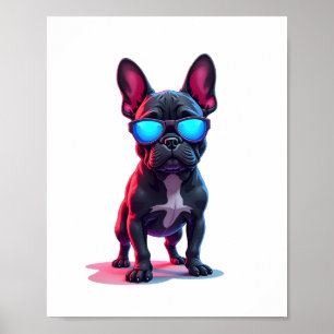 French Bulldog SciFi Wearing Cool Sunglasses Poster