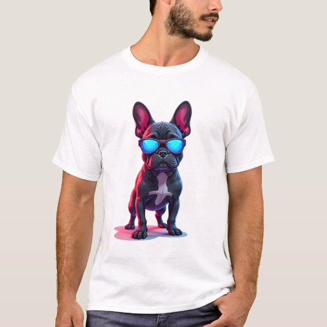 French Bulldog SciFi Wearing Cool Sunglasses T-Shirt (Front)