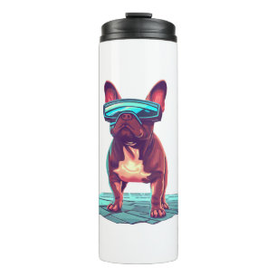 French Bulldog SciFi Wearing Cool Sunglasses Thermal Tumbler