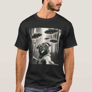 French Bulldog Selfie With Alien UFO Funny Alien F T-Shirt