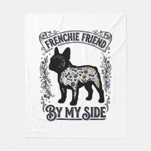 French Bulldog Shirt Vintage Floral Dog Lover Art_ Fleece Blanket