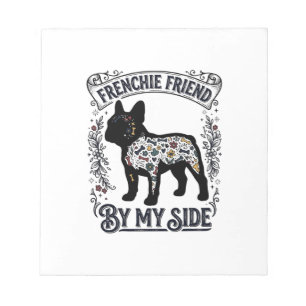 French Bulldog Shirt Vintage Floral Dog Lover Art_ Notepad
