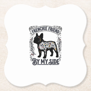 French Bulldog Shirt Vintage Floral Dog Lover Art_ Paper Coaster