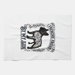 French Bulldog Shirt Vintage Floral Dog Lover Art_ Tea Towel