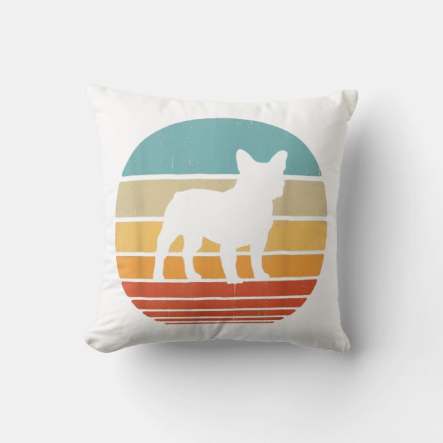 French Bulldog Silhouette 60s 70s Gift Dog Lover Cushion (Front)