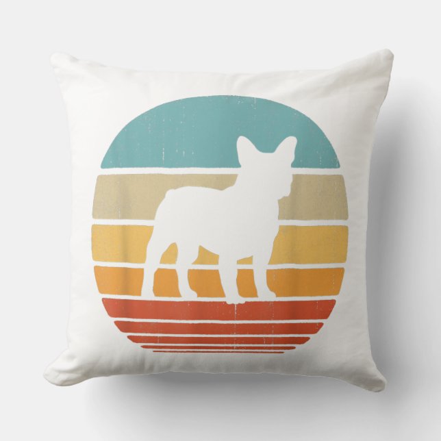 French Bulldog Silhouette 60s 70s Gift Dog Lover Cushion (Front)