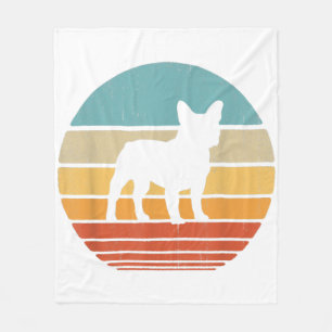 French Bulldog Silhouette 60s 70s Gift Dog Lover Fleece Blanket