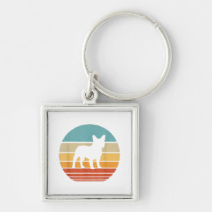 French Bulldog Silhouette 60s 70s Gift Dog Lover Key Ring