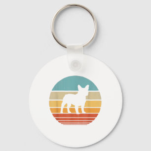 French Bulldog Silhouette 60s 70s Gift Dog Lover Key Ring