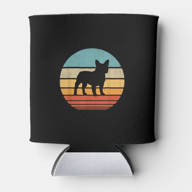 french bulldog | silhouette 60s 70s gifts dog can cooler (Front)