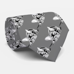 French Bulldog Silhouette black, white, grey Tie