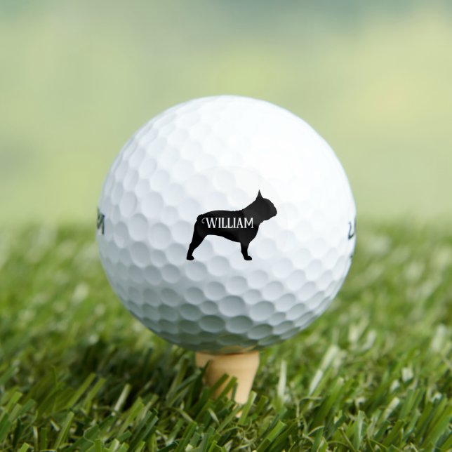 French Bulldog Silhouette Custom Name Golf Balls (Insitu Tee)