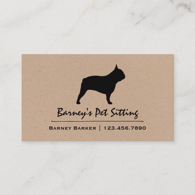 French Bulldog Silhouette | Frenchie Dog Business Card (Front)