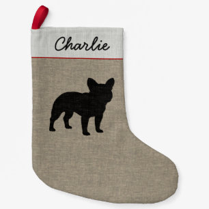 French Bulldog Silhouette Frenchie Dog Holiday Small Christmas Stocking