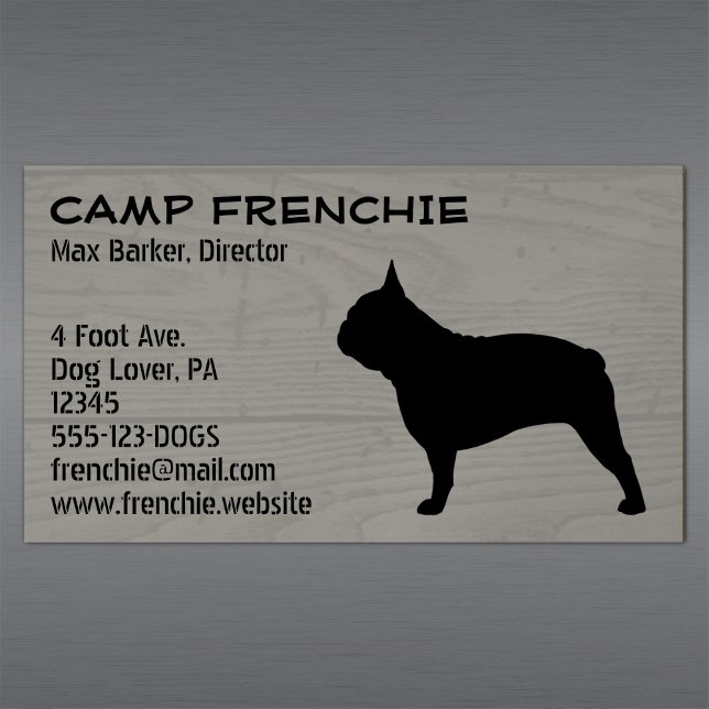French Bulldog Silhouette | Frenchie Dog Rustic Magnetic Business Card (Creator Uploaded)