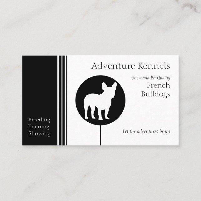 French Bulldog Silhouette Modern Black and White  Business Card (Front)