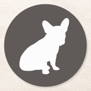 French Bulldog Silhouette Party Round Paper Coaster