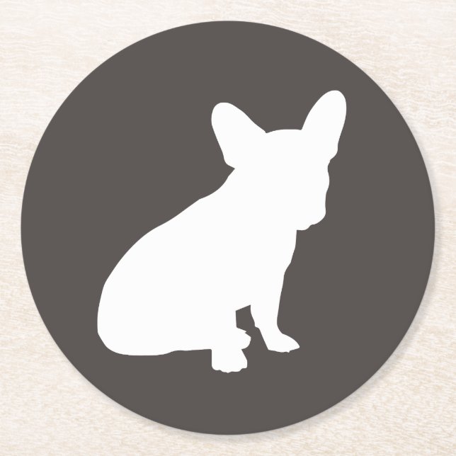 French Bulldog Silhouette Party Round Paper Coaster (Front)