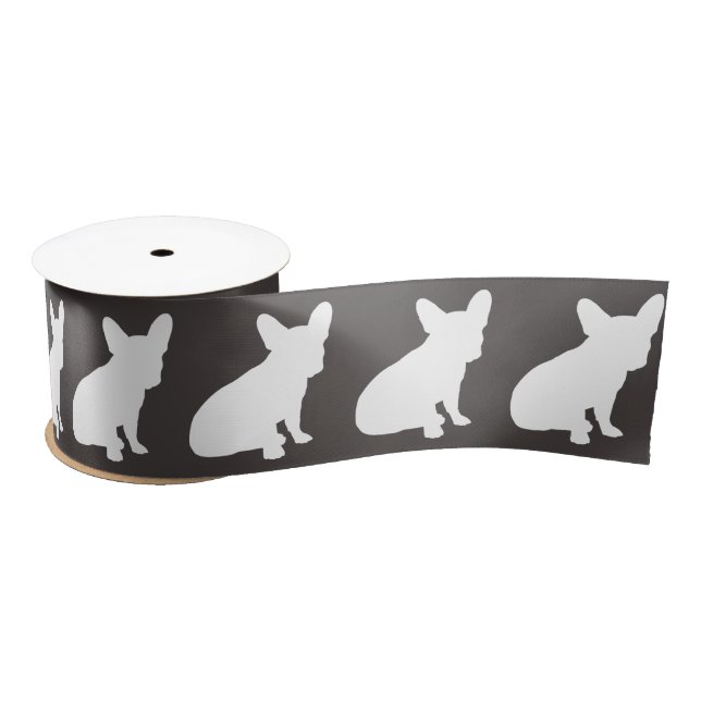 French Bulldog Silhouette Party Satin Ribbon (Spool)