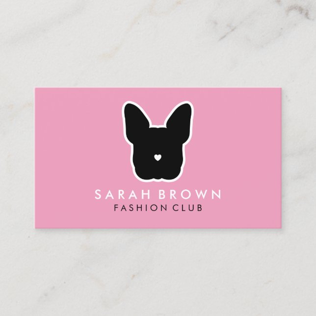 French Bulldog Silhouette Pet Club Business Card (Front)