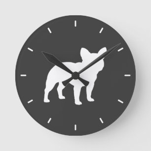 French Bulldog Silhouette Round Clock