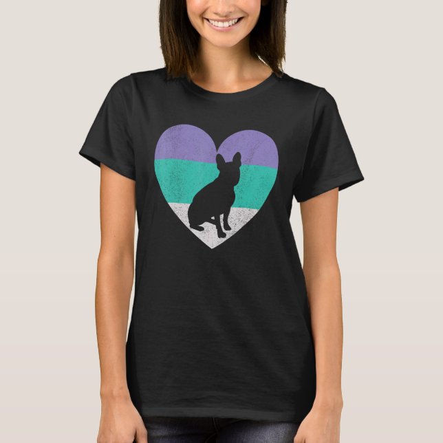 French Bulldog Silhouette Shirt Retro Vintage Anim (Front)