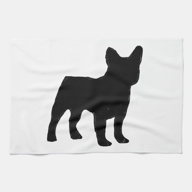 french bulldog silhouette tea towel (Horizontal)