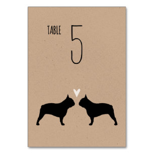 French Bulldog Silhouettes Dogs Wedding Reception Table Number