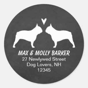 French Bulldog Silhouettes Love Return Address Classic Round Sticker