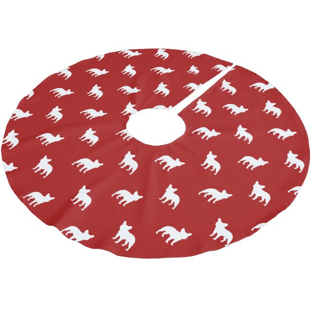 French Bulldog Silhouettes Pattern Brushed Polyester Tree Skirt (Angled)