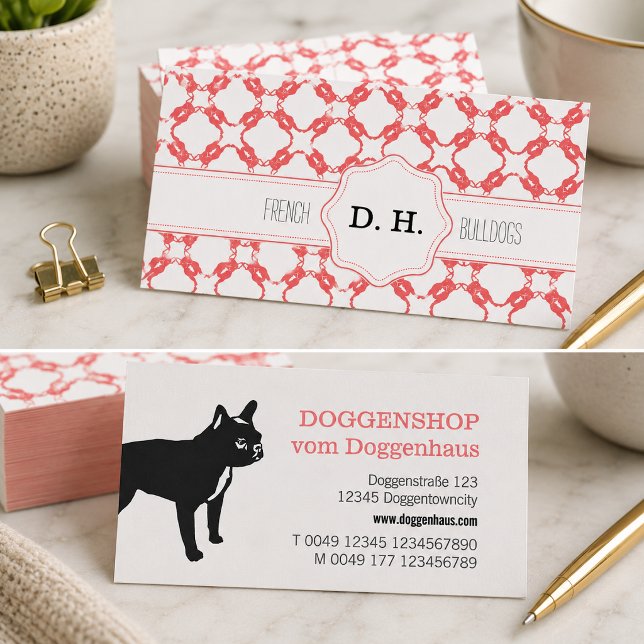 French Bulldog Silhouettes pattern  Business Card (Creator Uploaded)