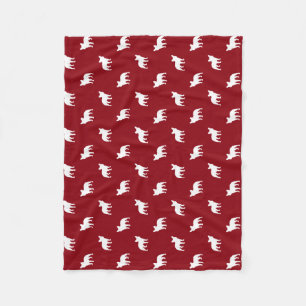 French Bulldog Silhouettes Pattern Red and White Fleece Blanket