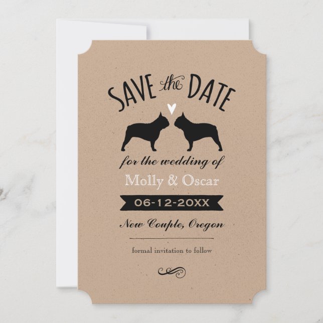 French Bulldog Silhouettes Wedding Save the Date (Front)