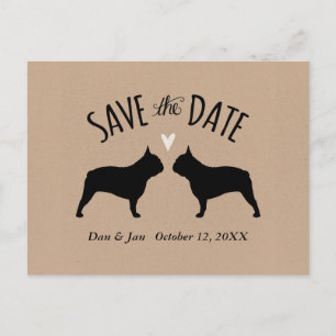 French Bulldog Silhouettes Wedding Save the Date Announcement Postcard