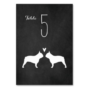 French Bulldog Silhouettes Wedding Table Card