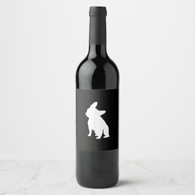 french bulldog simple | frenchie cute gift wine label (Front)