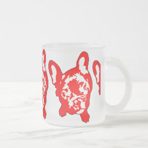 French Bulldog sitting Frosted Glass Coffee Mug