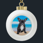 French Bulldog Sitting On Beach Ceramic Ball Christmas Ornament<br><div class="desc">A perfect gift for someone who loves French Bulldog.</div>