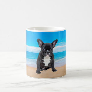 French Bulldog Sitting On Beach Coffee Mug
