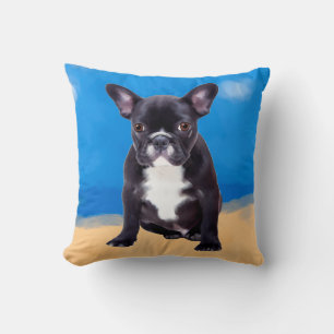 French Bulldog Sitting On Beach Cushion