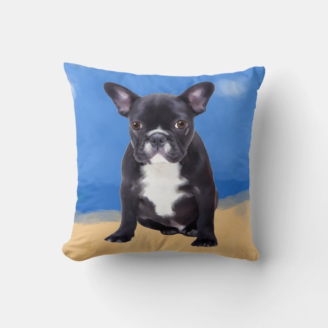 French Bulldog Sitting On Beach Cushion (Front)