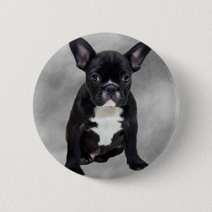 French Bulldog Sitting Watercolor Oil Painting 6 Cm Round Badge