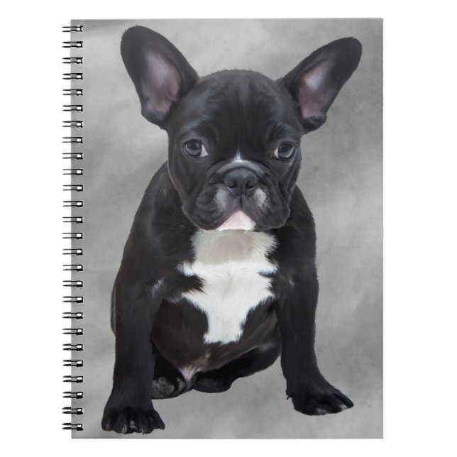 French Bulldog Sitting Watercolor Oil Painting Notebook (Front)