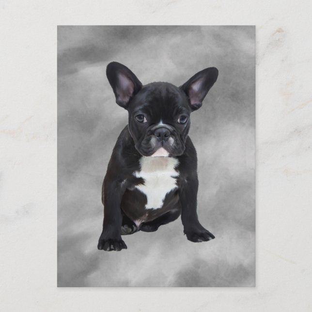 French Bulldog Sitting Watercolor Oil Painting Postcard (Front)